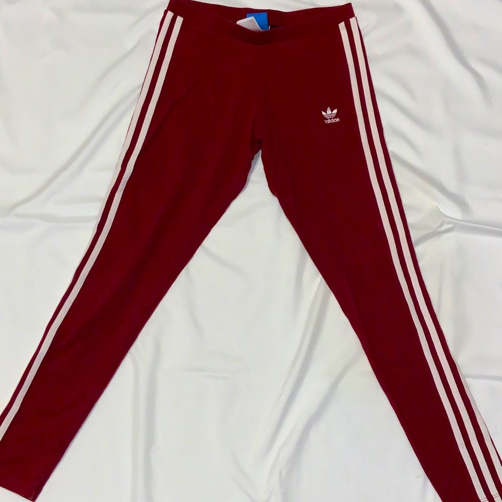 Burgundy Adidas leggings size 12-14 Girls